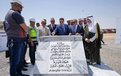 رئيس الوزراء ومحافظ صلاح الدين يضعان حجر الأساس لمحطات تقوية مشروع ماء العلم -تكريت- العلم – الدور بطاقة 1000م 3