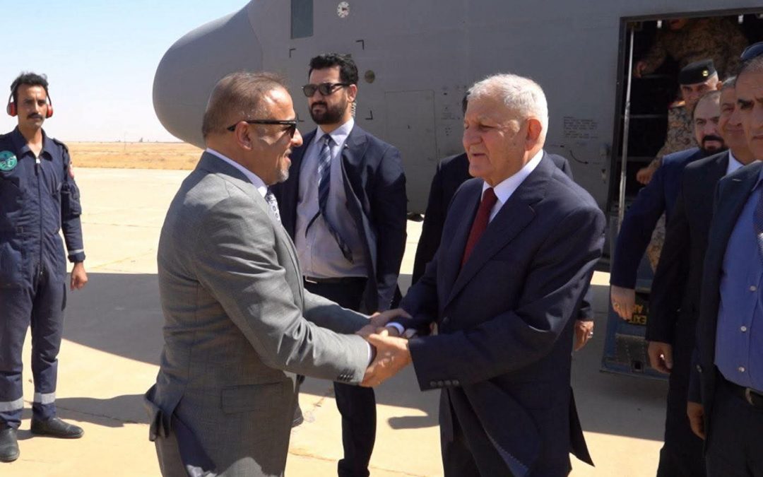 محافظ صلاح الدين يستقبل رئيس الجمهورية في قاعدة اللواء ماجد التميمي