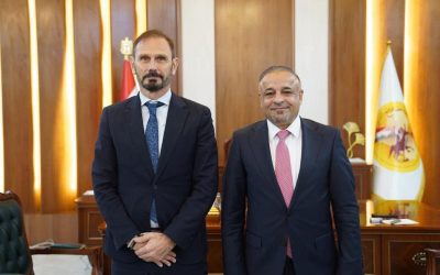 محافظ صلاح الدين يستقبل باسكال أندريه رينتجينز رئيس بعثة / المنظمة الدولية للهجرة IOM ويناقش معه إطلاق مبالغ التعويضات واعادة النازحين