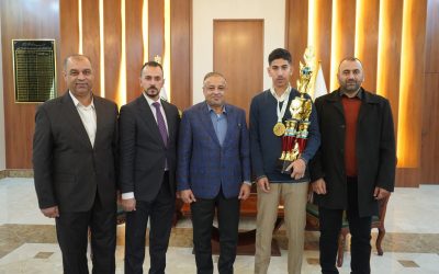 محافظ صلاح الدين يكرم اللاعب وليد محمود لتحقيقه المركز الاول في لعبة الكيكو شنغهاي