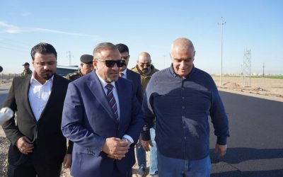 محافظ صلاح الدين يتابع أعمال إكساء الممر الثاني للطريق العام سامراء – المعتصم